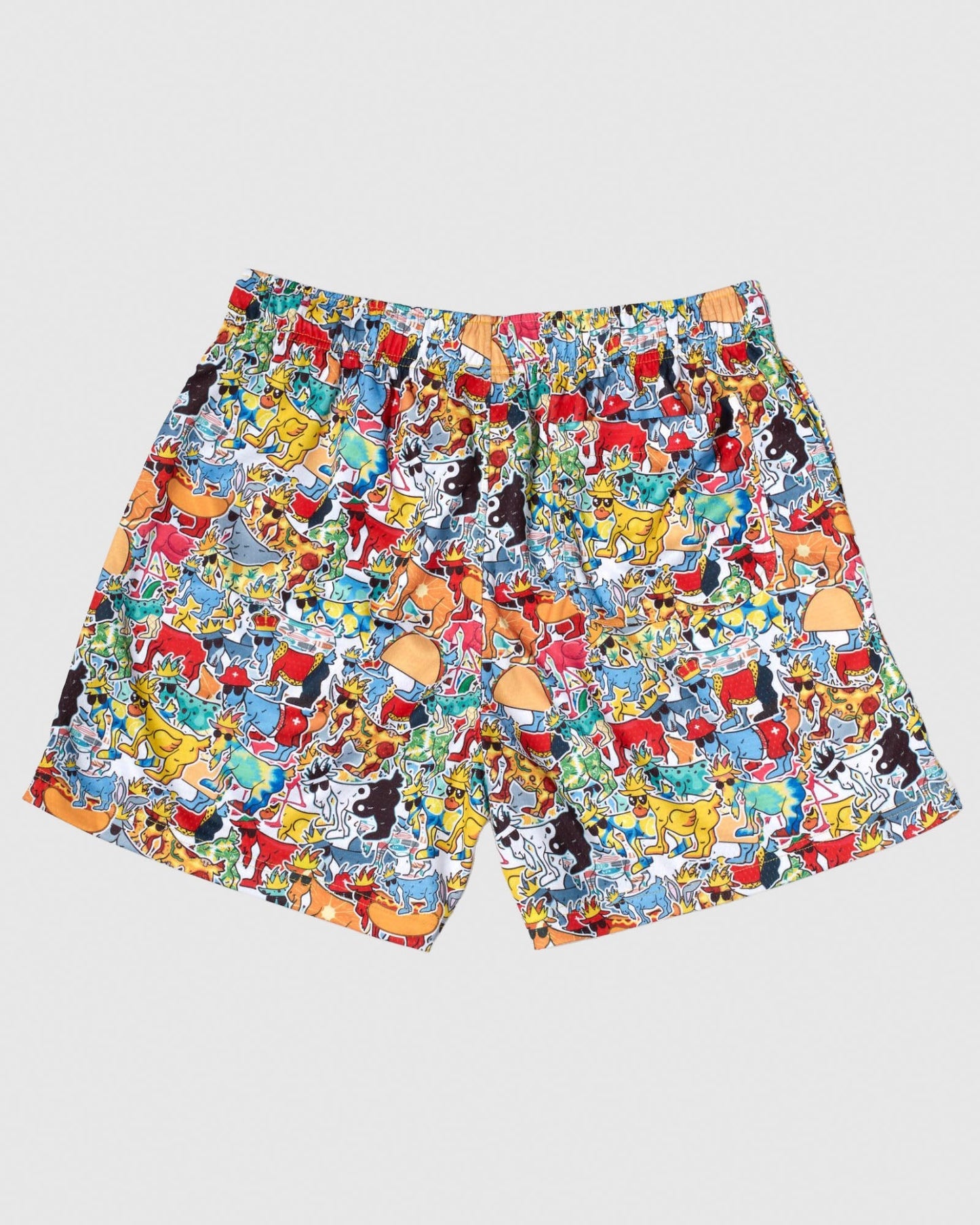 Back of sticker wrap design mesh shorts