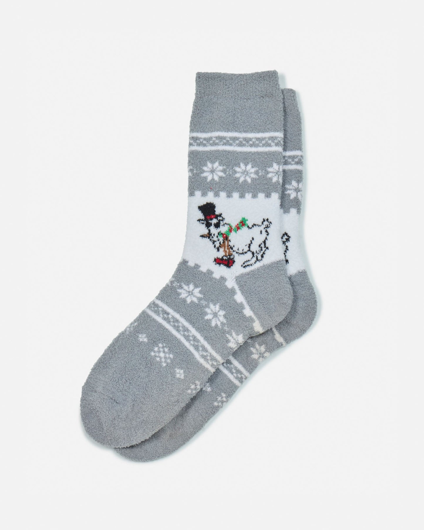 Gray sock with a festive design on a white background