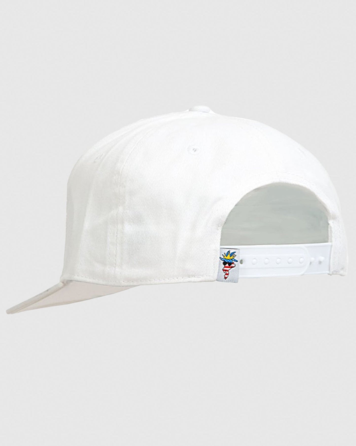 Back of white Freedom Flat Brim Snapback Hat#color_white