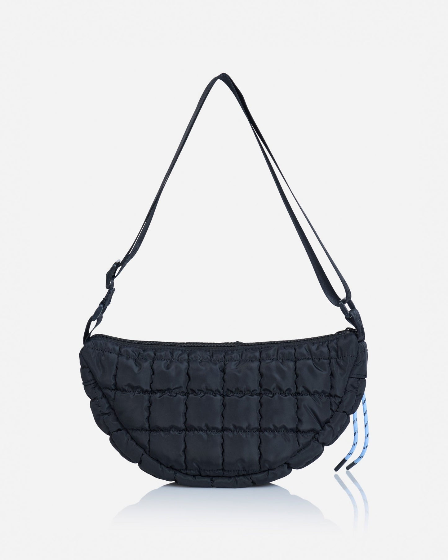Back of black sling bag