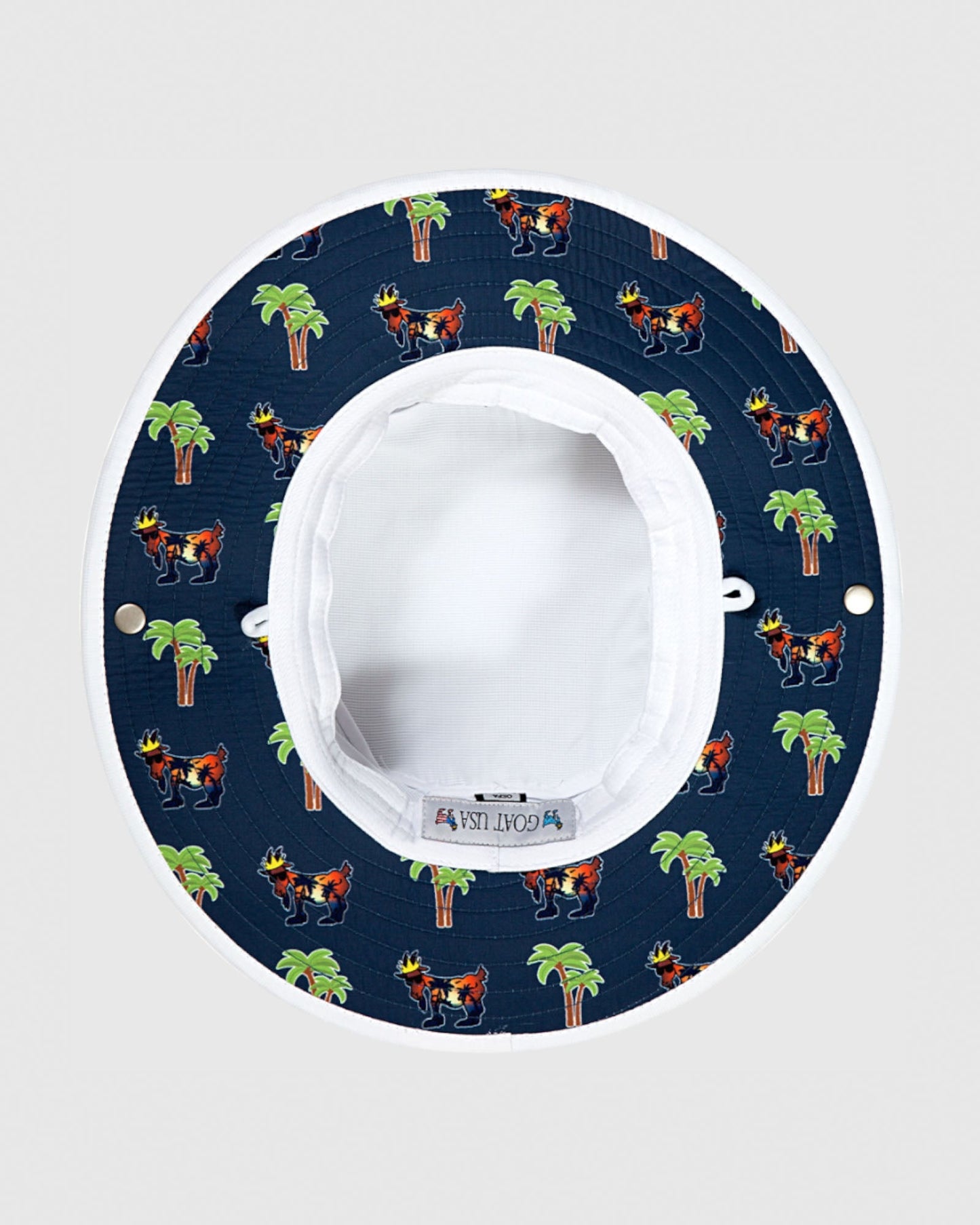 Bottom of white Palm Tree Bucket Hat