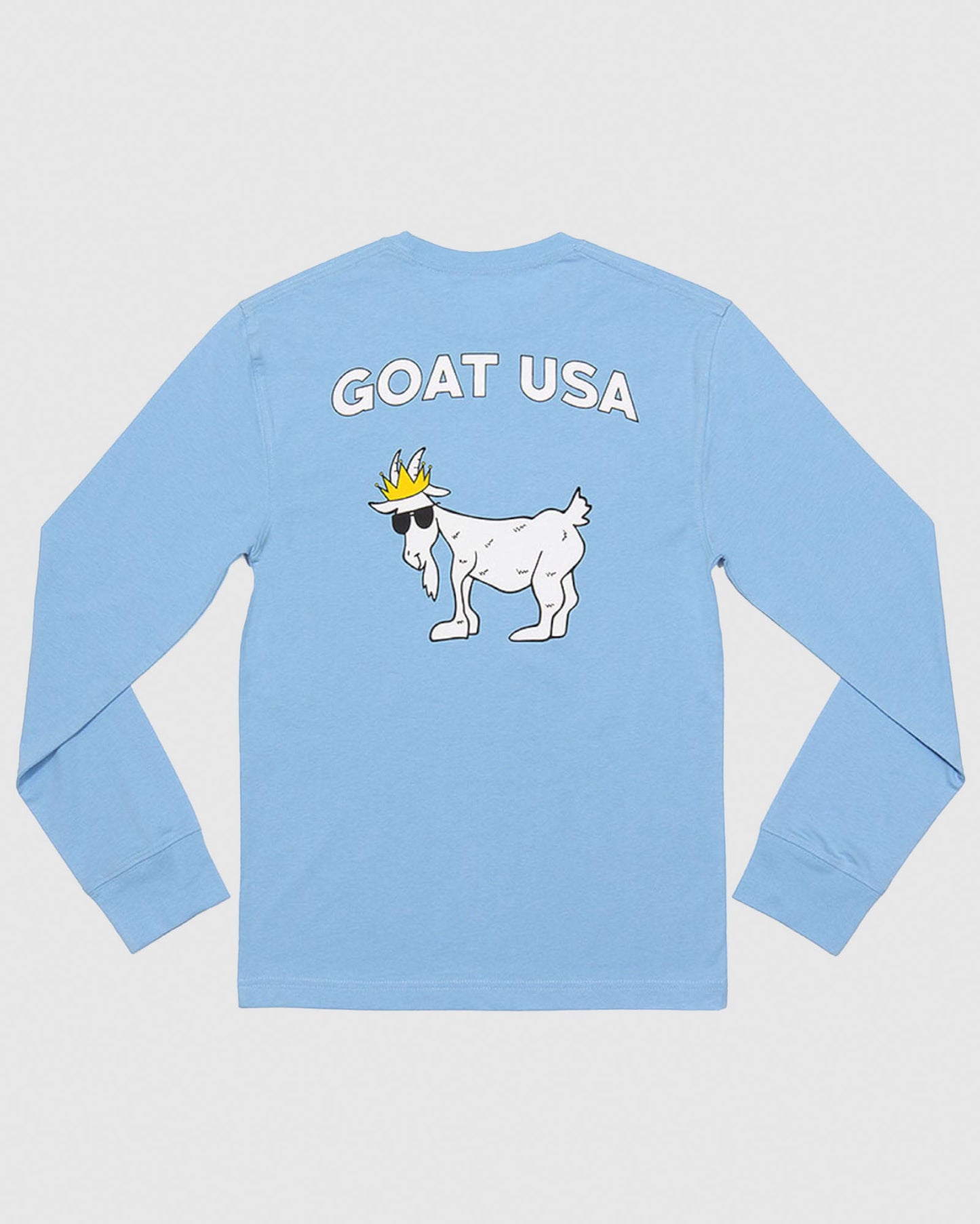 (Back)Carolina Blue long sleeve with big goat graphic#color_carolina-blue