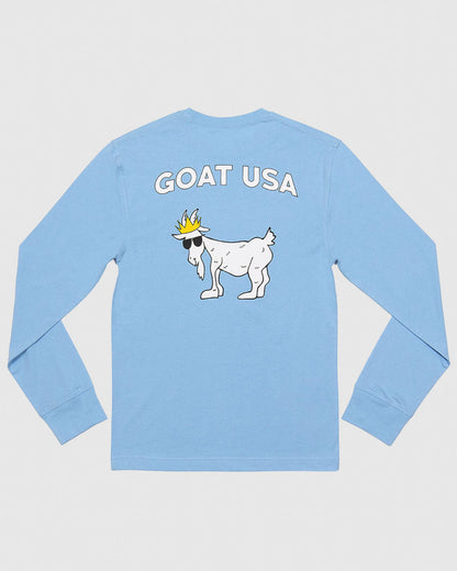 (Back)Carolina Blue long sleeve with big goat graphic#color_carolina-blue