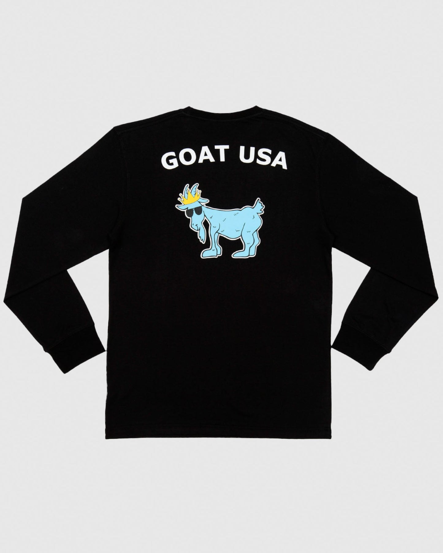 (Back)Black long sleeve with big goat graphic#color_black