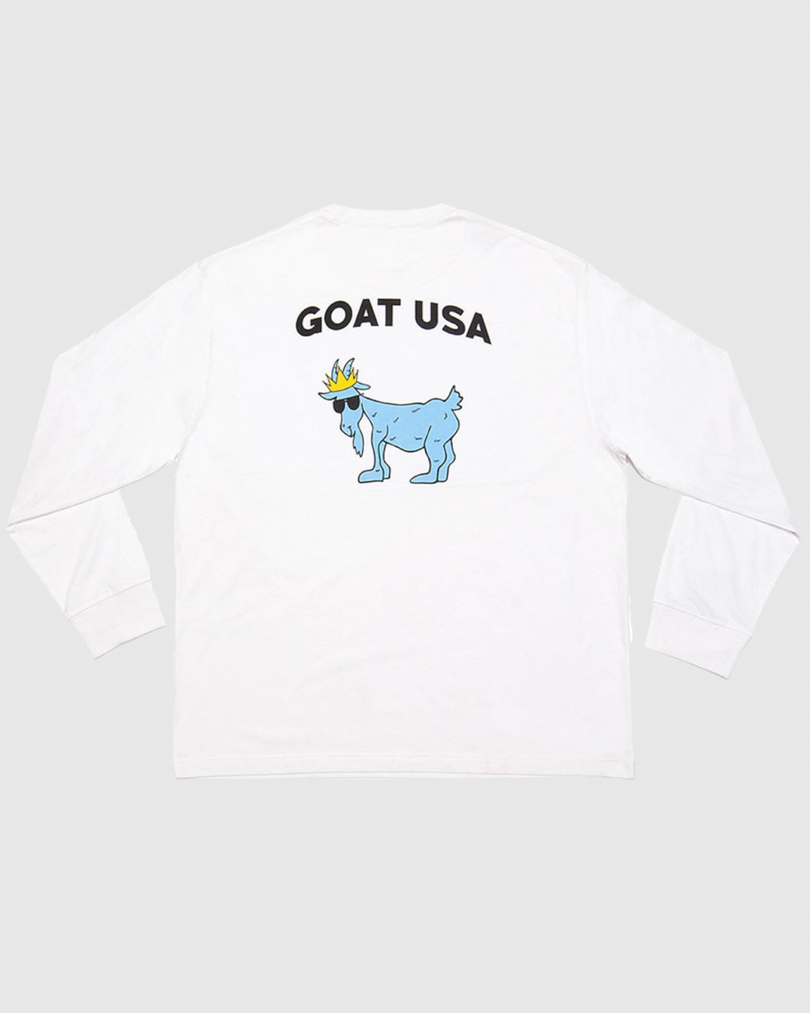 (Back)White long sleeve with big goat graphic#color_white