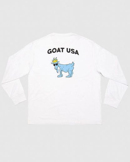 (Back)White long sleeve with big goat graphic#color_white