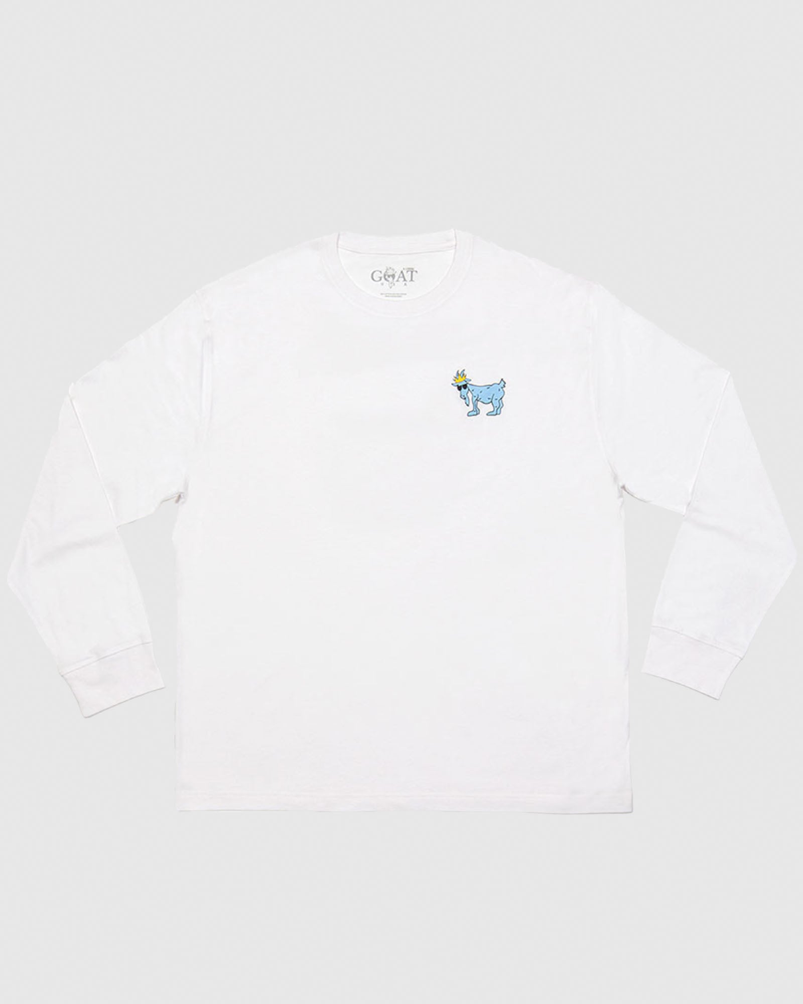 (Front)White long sleeve with blue goat logo#color_white