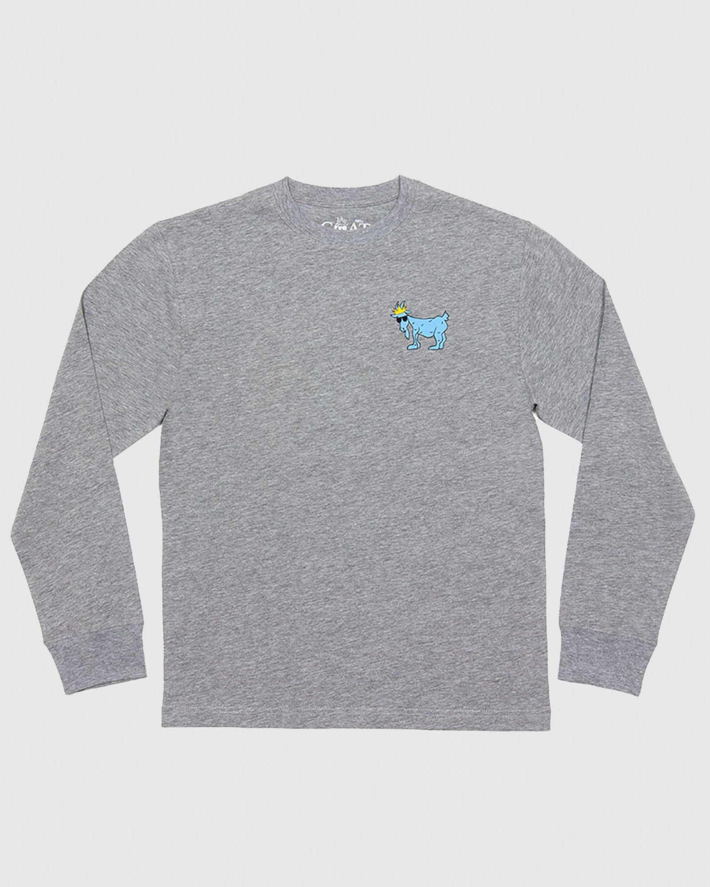 (Front)Gray long sleeve with blue goat logo#color_gray
