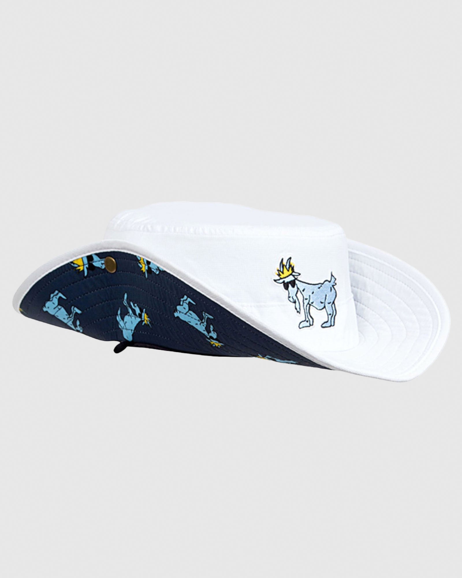 White OG Bucket Hat with flaps up#color_white