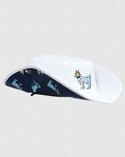 White OG Bucket Hat with flaps up#color_white