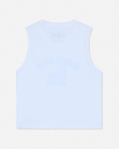 White sleeveless top on a white background