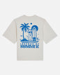 Turtledove t-shirt with blue graphic design featuring a palm tree, surfboard, and text 'Legends of Summer' on a white background.