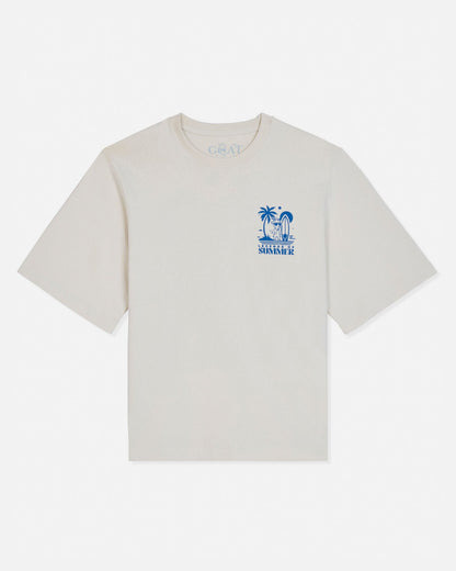 Turtledove t-shirt with a blue graphic on a white background
