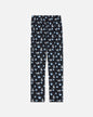 Black pajamas with diamond goat pattern on a white background