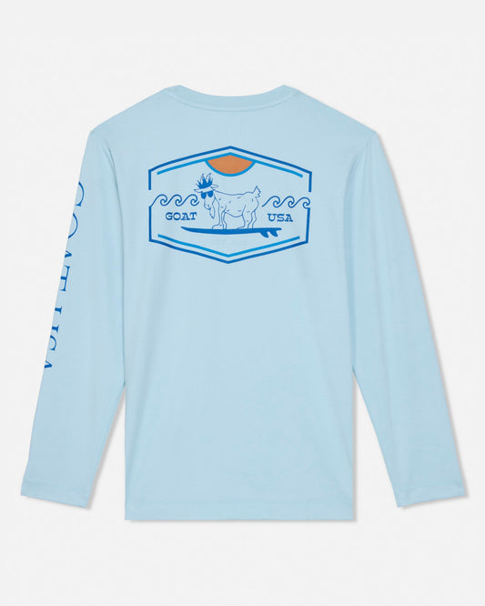 Light blue long-sleeve shirt with a graphic design on the back against a white background#color_delicate-blue