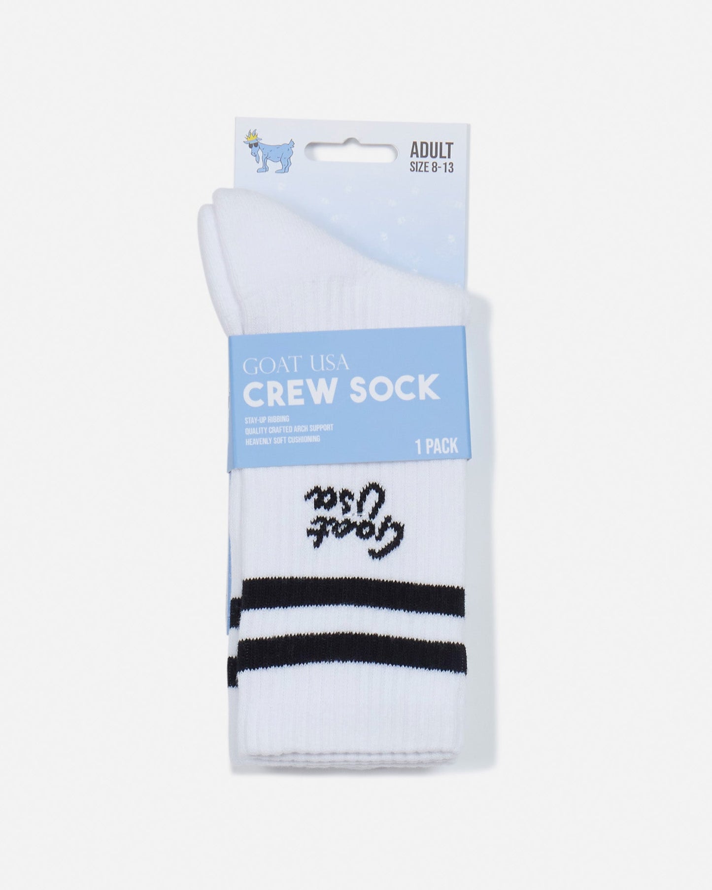 Pair of socks with black stripes in packaging#stripe-color_black