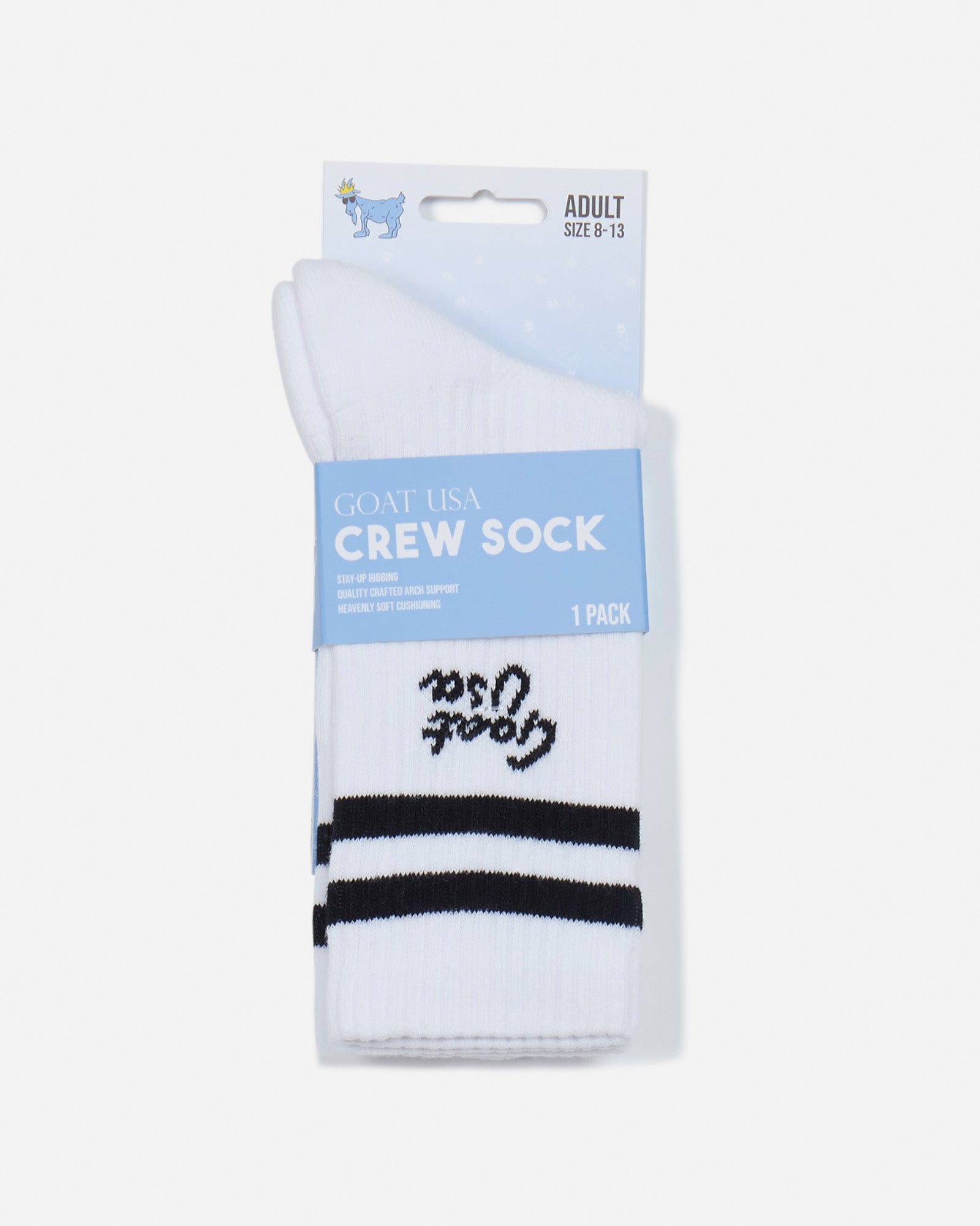 Pair of socks with black stripes in packaging#stripe-color_black