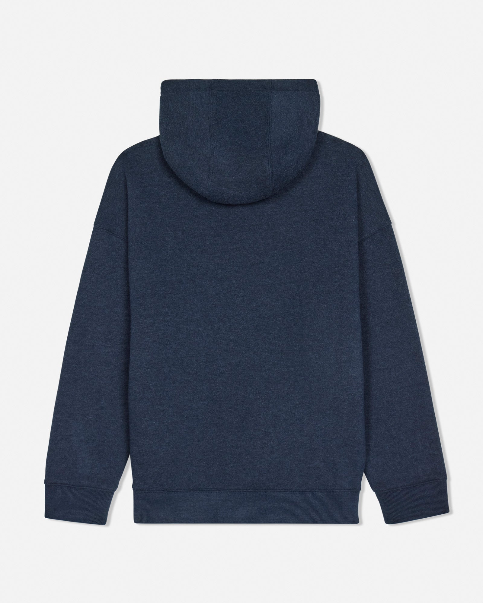 Back of navy hoodie