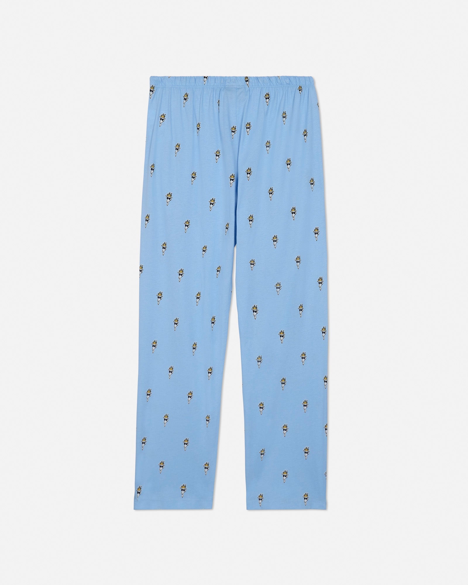 Back of light blue pajama pants with goat head pattern#color_light-blue