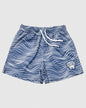 Front of navy mesh shorts with wave design#color_navy