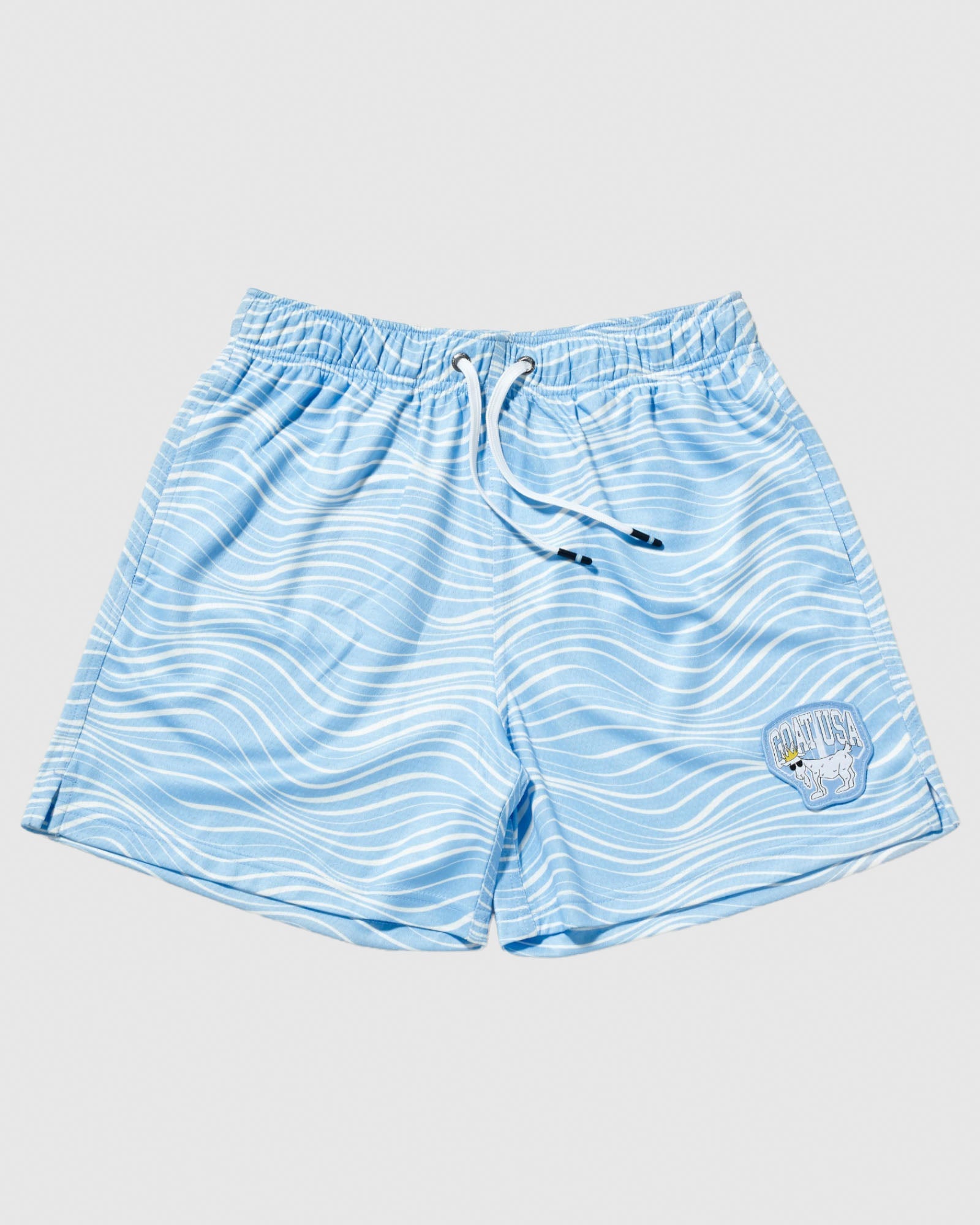 Front of carolina blue mesh shorts with wave design#color_carolina-blue