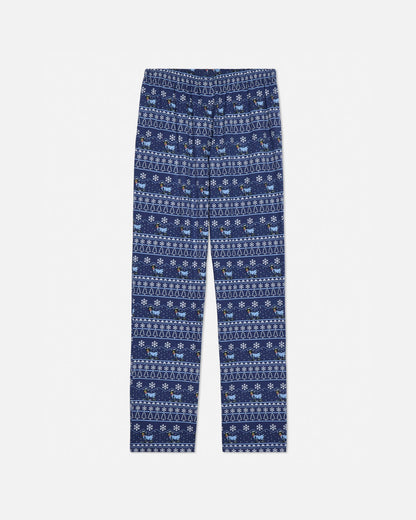 Blue patterned pajamas on a white background