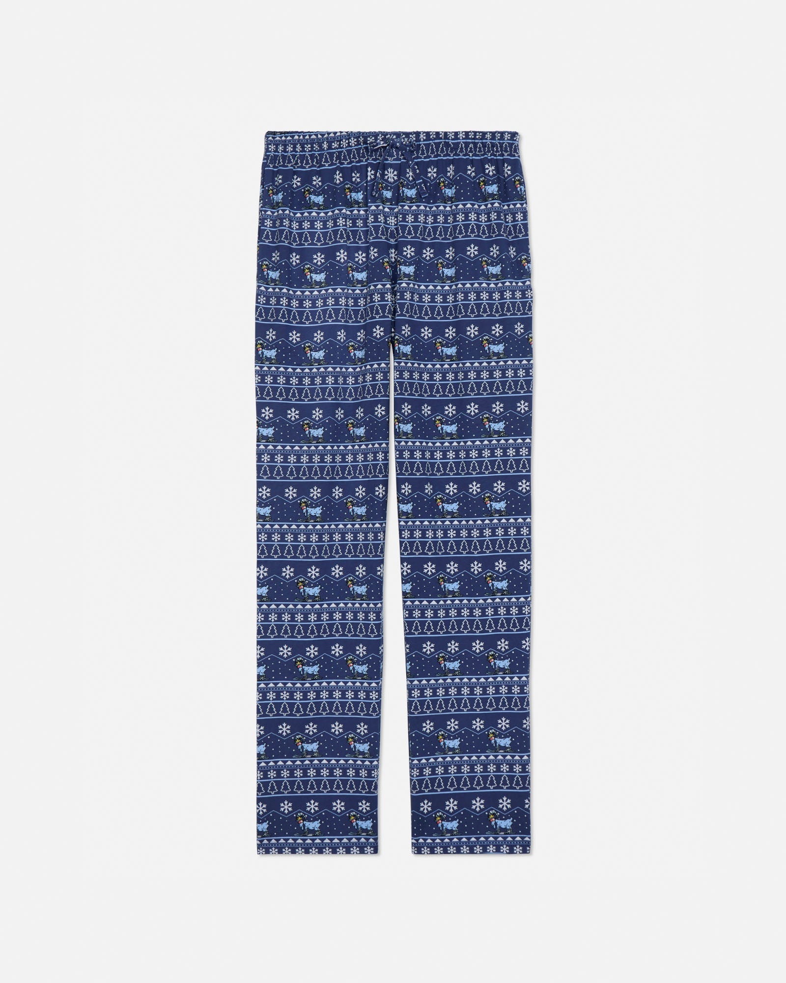 Blue patterned pajamas on a white background