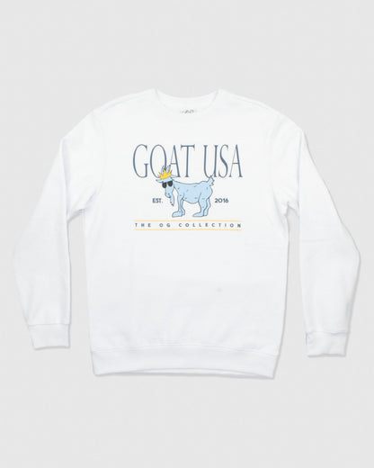 Front of white OG North Tyson Crewneck Sweatshirt#color_white