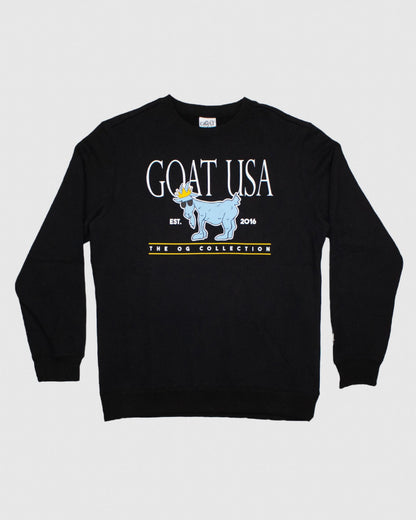 Front of black OG North Tyson Crewneck Sweatshirt#color_black