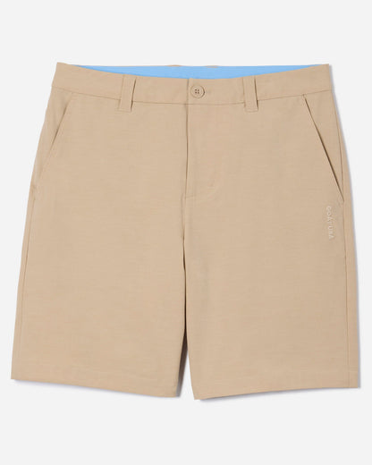 Front of khaki hybrid short#color_khaki