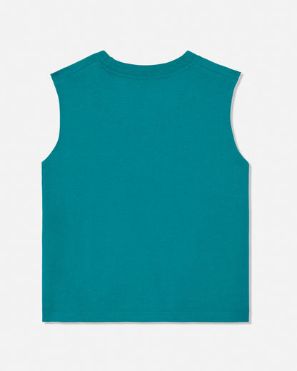 Teal tank top on a light gray background
