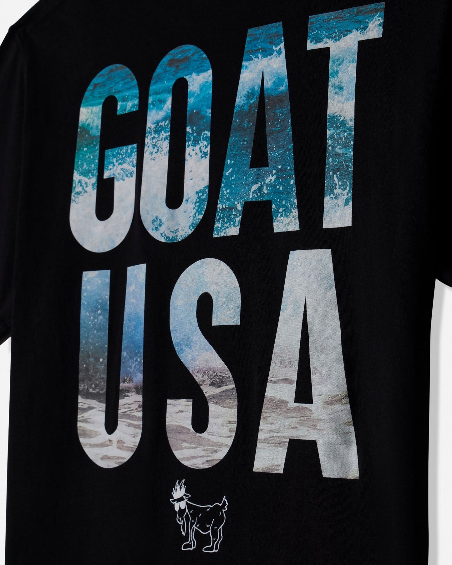 Black t-shirt with 'GOAT USA' text