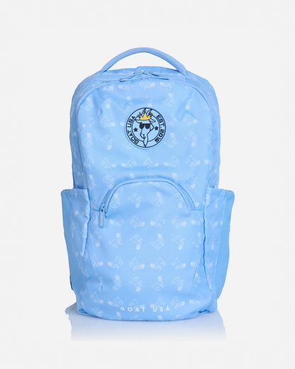 Front of Carolina Blue backpack with white goats#color_carolina-blue