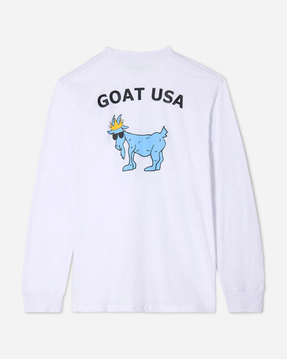 (Back)White long sleeve with big goat graphic#color_white