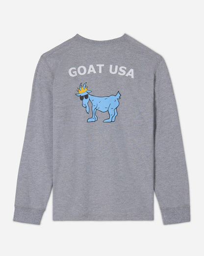 (Back)Gray long sleeve with big goat graphic#color_gray
