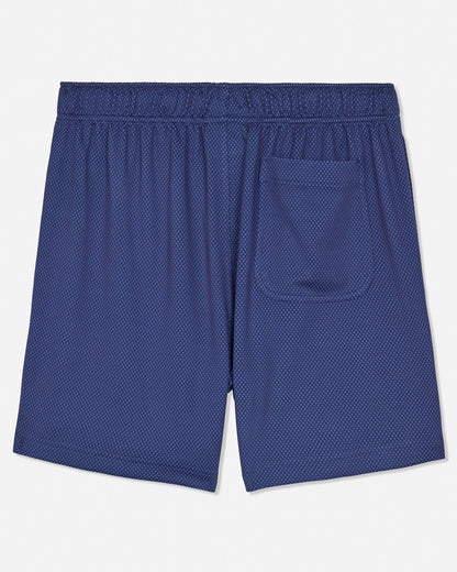 Back of navy men's dot mesh shorts#color_navy