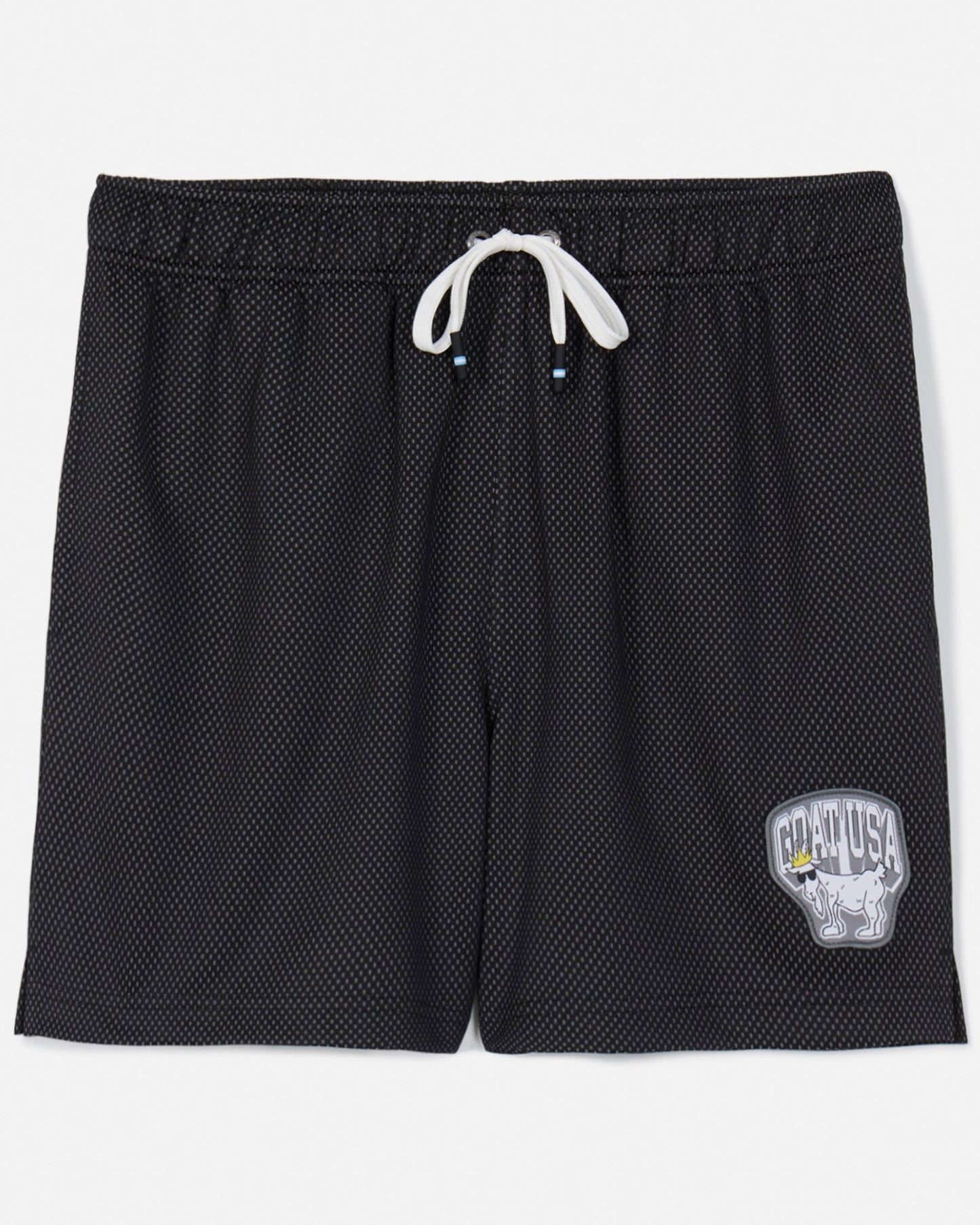 Front of black men's dot mesh shorts#color_black