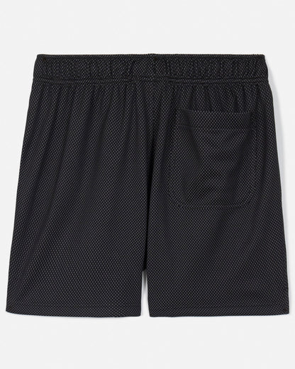 Back of black men's dot mesh shorts#color_black