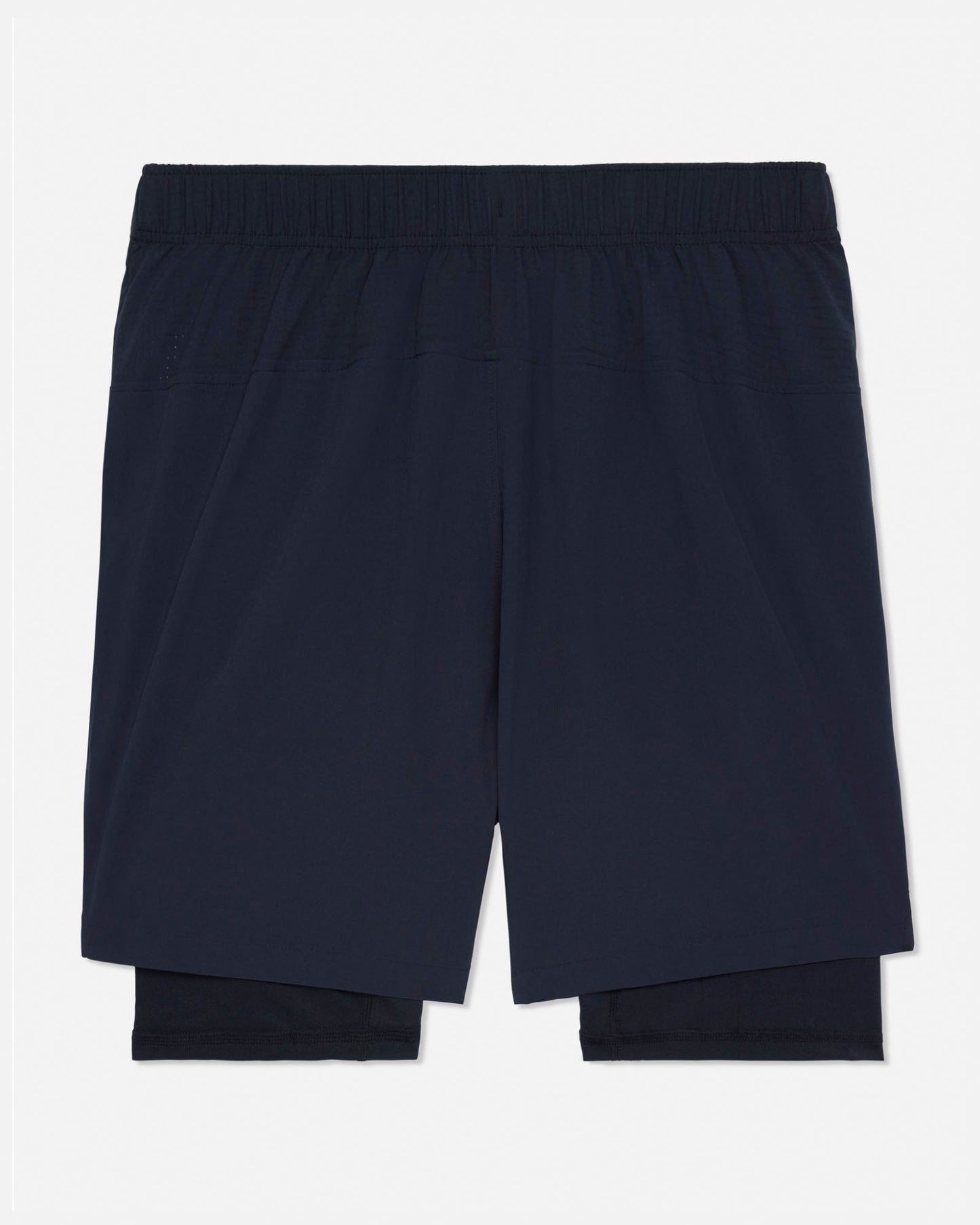 Pair of black shorts on a light gray background