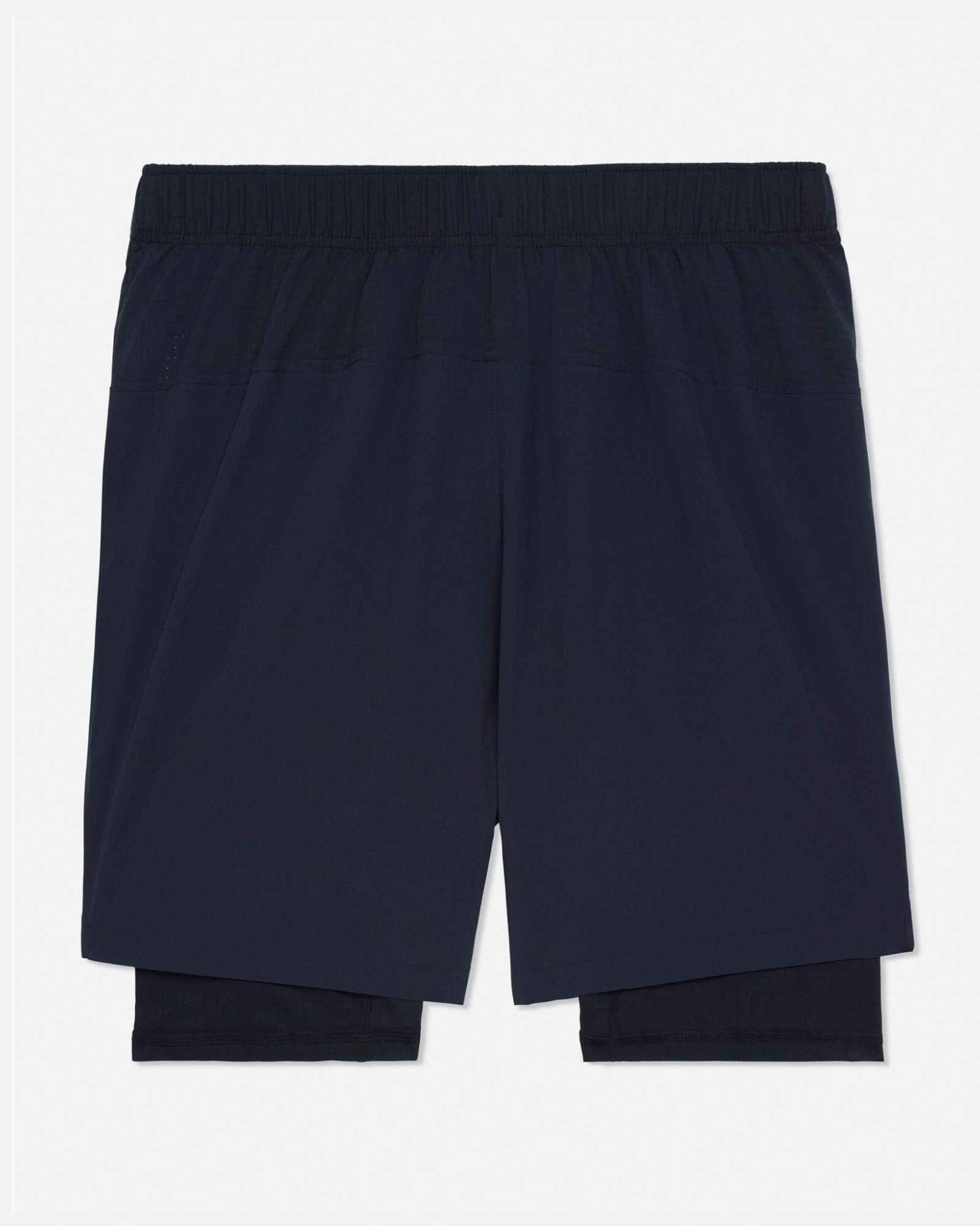 Pair of black shorts on a light gray background