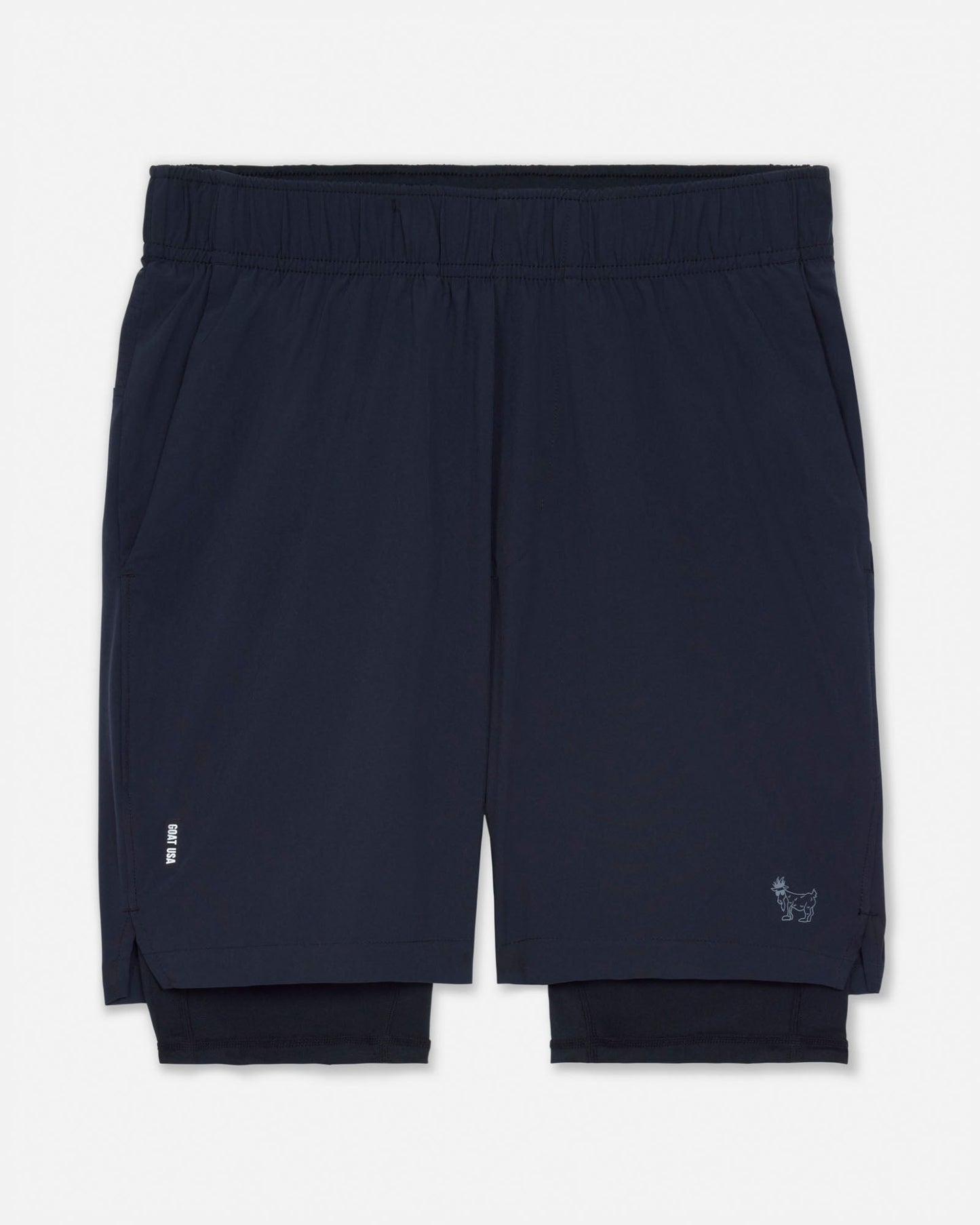 Black athletic shorts on a white background#color_black