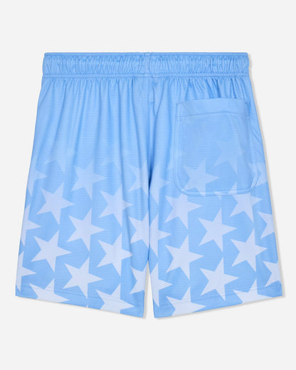 Back of carolina blue mesh shorts with a star pattern#color_carolina-blue