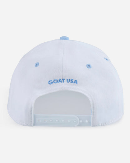 Light blue cap with 'GOAT USA' logo on a white background
