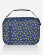 Front of black lunchbox with money goat design