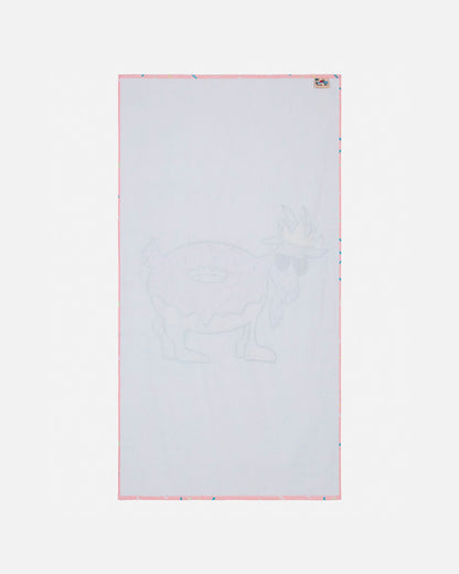Back of towel with pink border on a white background