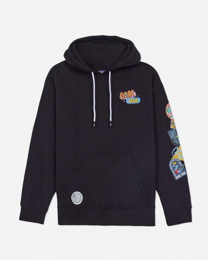 Front of black Encore Hooded Sweatshirt