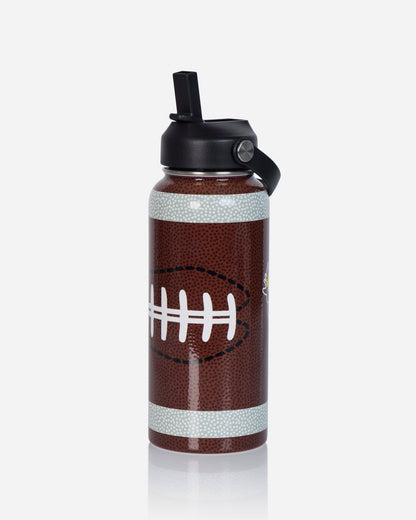 Water bottle with football goat and football pattern with the straw up