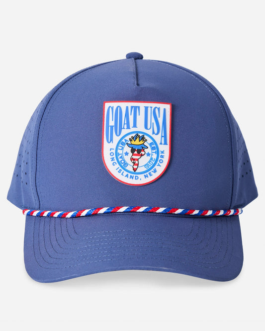Head-on shot of the freedom athletic trucker hat