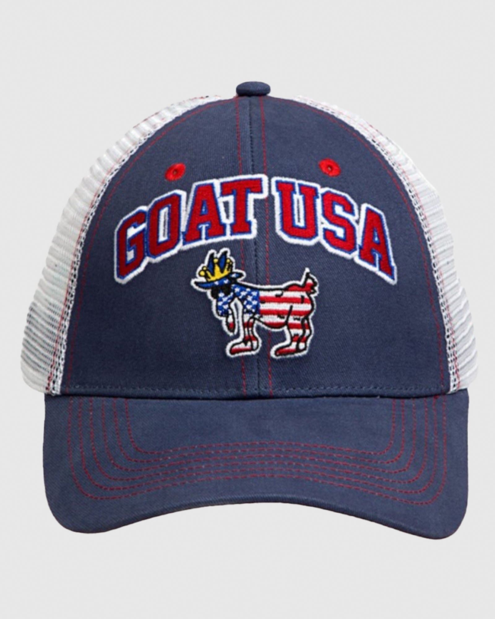 Front of navy Freedom Trucker Hat#color_navy