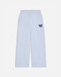 Light heather gray wide-leg sweatpants with a small navy blue 'GOAT USA' logo printed on the left hip, shown against a plain light gray background.#color_pale-gray-heather